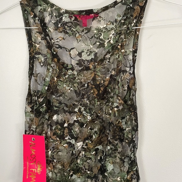 See Through Lace Almost Famous Olive Color Floral Tank. Size M. NWT. - Picture 7 of 9